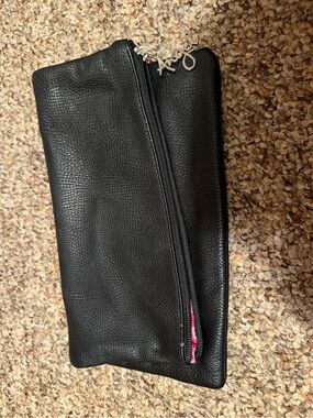 VINTAGE Y2K, VICTORIA’S SECRET Leather Fold-Over Clutch with Signature Charm